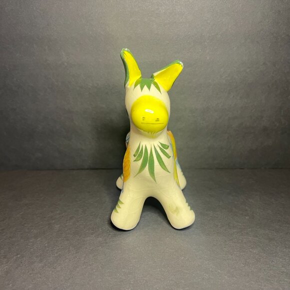 Vintage Mexican Tonala Hand Painted Pottery Ceramic Donkey Folk Art Figure 6.25" - Picture 3 of 9